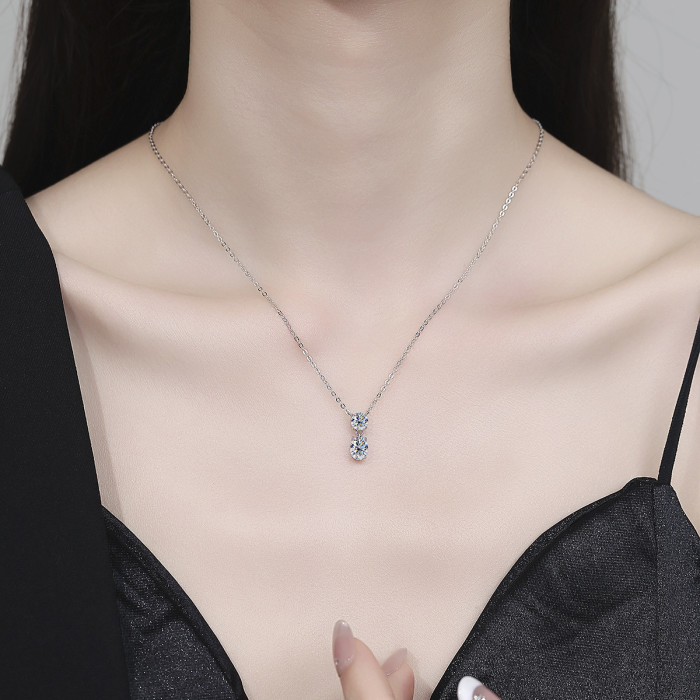 S925 Sterling Silver Oval 1-Carat D-Color Moissanite Necklace for Women - Niche Luxury Minimalist Design Pendant