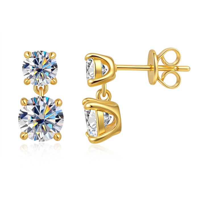 S925 Sterling Silver Moissanite Pendant Set: High-End, Simple, and Stylish Earrings and Necklace
