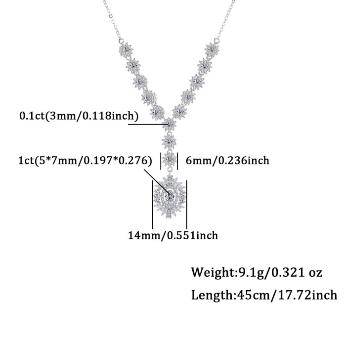 S925 sterling silver new sunflower moissanite necklace, elegant, fashionable, and sophisticated clavicle chain.