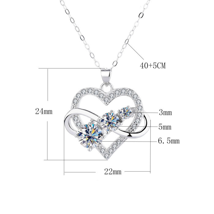 S925 Styrosilver Moissanite Heart Necklace for Women - Luxurious and Stylish Collarbone Chain