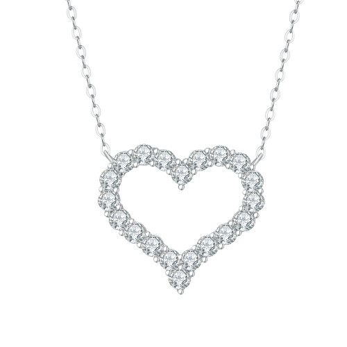 S925 Sterling Silver Moissanite Large Heart Necklace with Full Diamond Heart Pendant - Simple and High-End Clavicle Chain