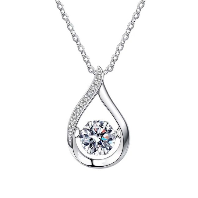 Sterling silver S925 teardrop-shaped necklace for women, versatile, understated luxury, high-end moissanite necklace.