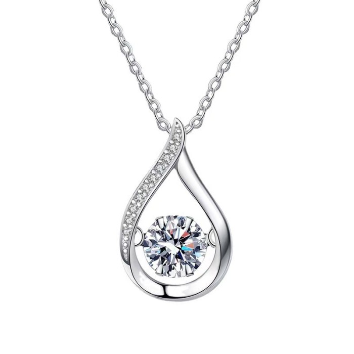 Sterling silver S925 teardrop-shaped necklace for women, versatile, understated luxury, high-end moissanite necklace.