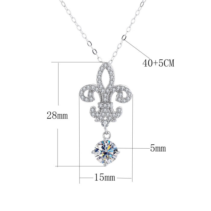 Sterling silver S925 moissanite necklace with a fashionable bow pendant, a top-selling cross-border European and American style.
