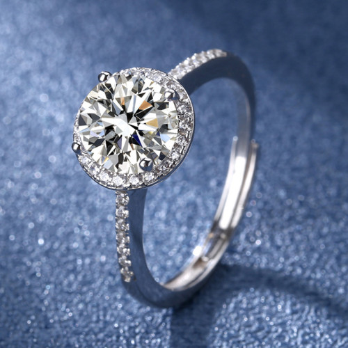S925 Sterling Silver Moissanite Luxury Round Bag Ring for Women, Couples' Wedding Ring with Micro-Pavé Setting