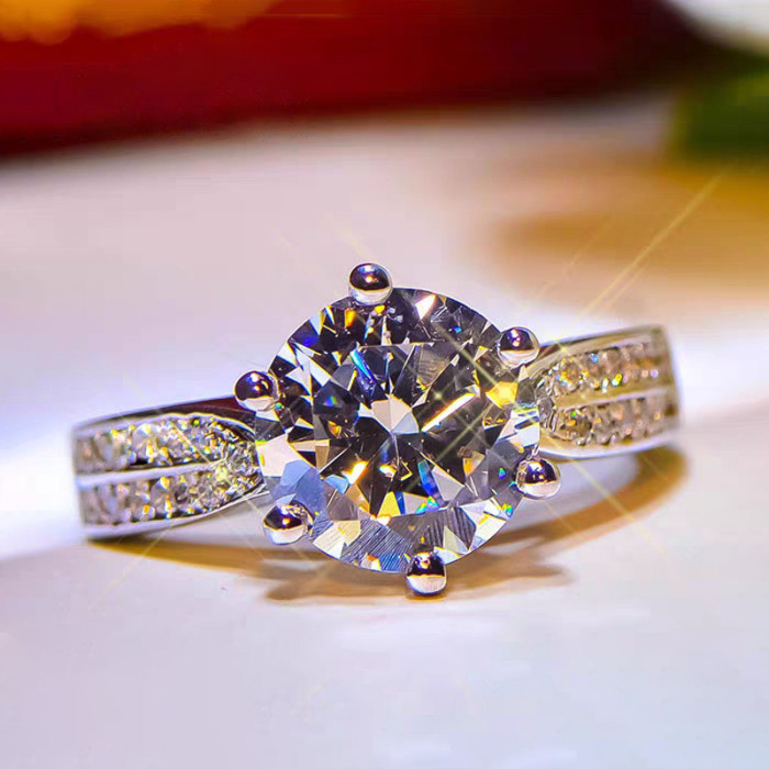 S925 Sterling Silver Moissanite Ring Starlight Queen Platinum-Plated PT950 Diamond Ring for Women