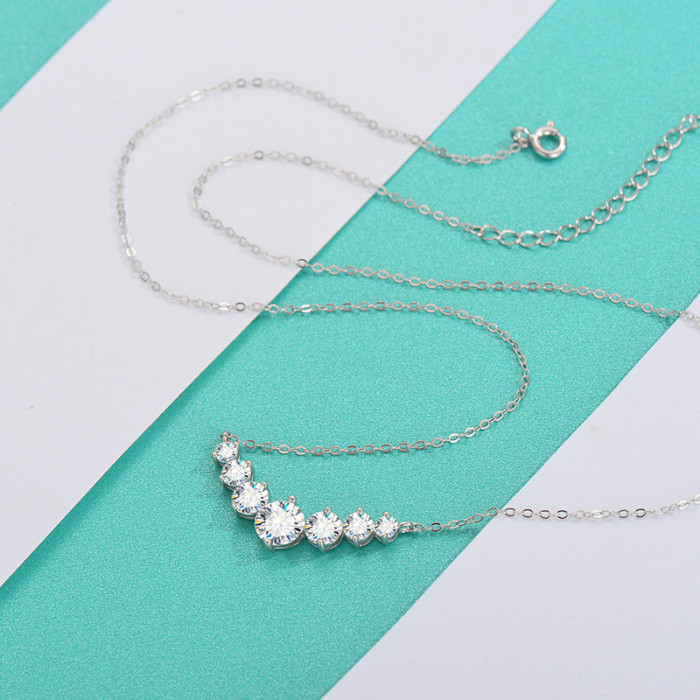 New S925 Sterling Silver Moissanite Necklace, Luxury Niche Pendant, Clavicle Chain for Women