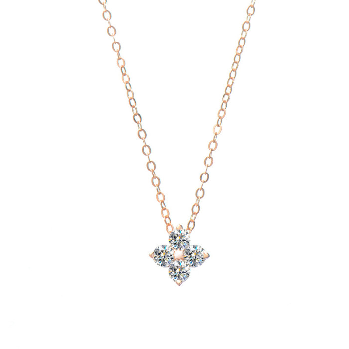 S925 Sterling Silver Moissanite Necklace, Sweet, Subtle Luxury, Unique Style, Collarbone Chain for Women