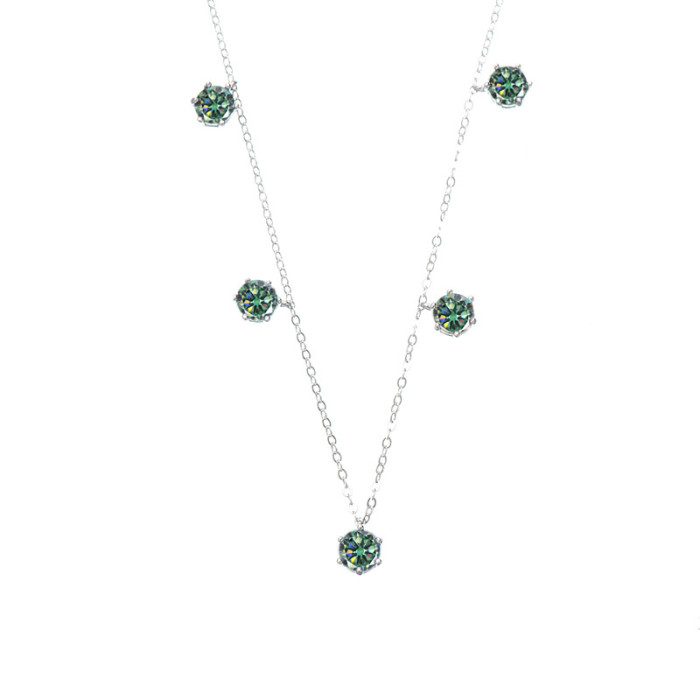 S925 Sterling Silver Classic Six-Prong Moissanite Necklace for Women, Unique Design, Collarbone Chain