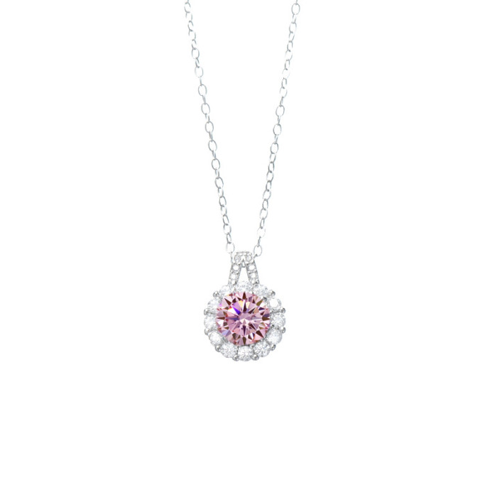New S925 Sterling Silver Moissanite Diamond Necklace Sunflower Clavicle Chain, Luxury Niche Design for Women