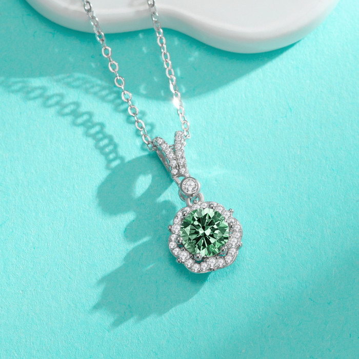 S925 Sterling Silver Flower Bud Full Diamond Necklace, Elsa Princess Moissanite Diamond Clavicle Chain, Women's Light Luxury Versatile Elegant Pendant