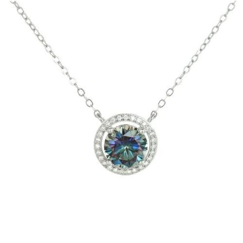 S925 Sterling Silver Moissanite Diamond Round Necklace, Luxury and High-End Niche Design, Clavicle Chain, Full Diamond Versatile Pendant for Women