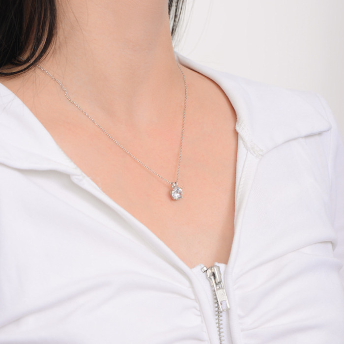 S925 Sterling Silver Moissanite Rabbit Ear Necklace for Women - Minimalist, Indie Style, High-End Collarbone Chain