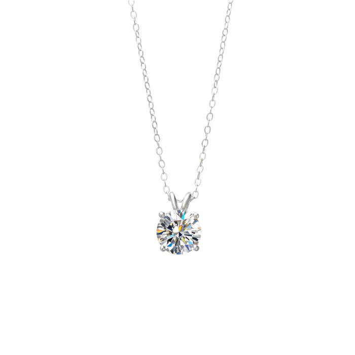 S925 Sterling Silver Moissanite Rabbit Ear Necklace for Women - Minimalist, Indie Style, High-End Collarbone Chain
