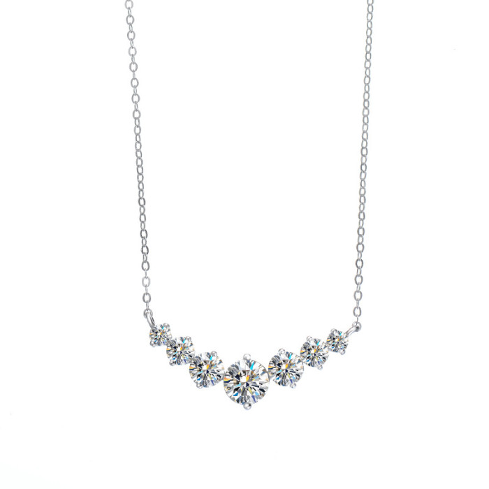 New S925 Sterling Silver Moissanite Necklace, Luxury Niche Pendant, Clavicle Chain for Women