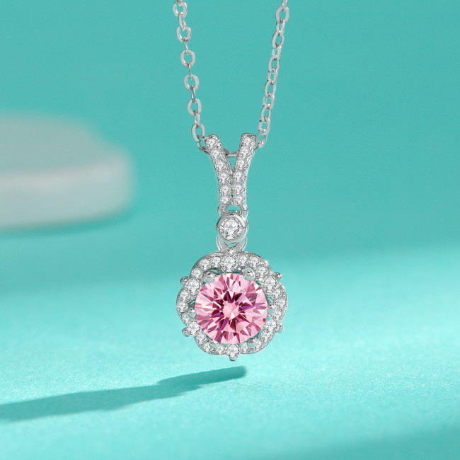 S925 Sterling Silver Flower Bud Full Diamond Necklace, Elsa Princess Moissanite Diamond Clavicle Chain, Women's Light Luxury Versatile Elegant Pendant