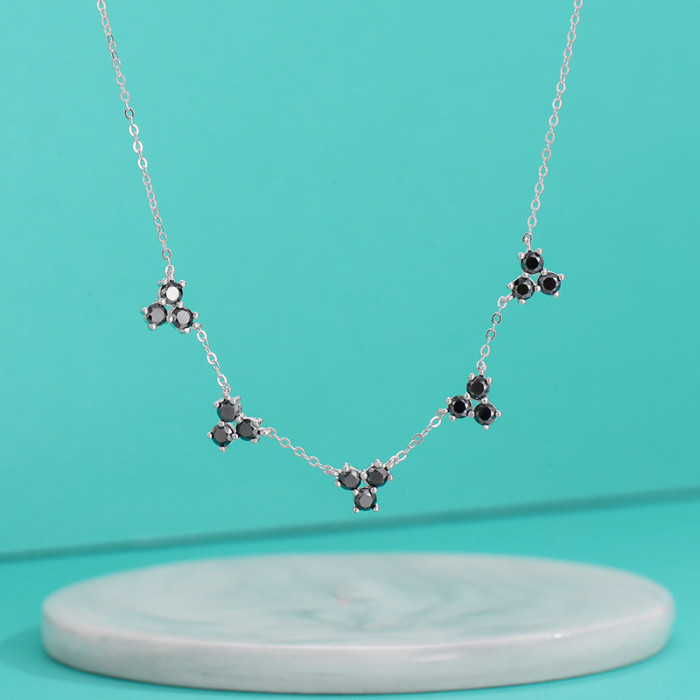 S925 Sterling Silver Colored Moissanite Diamond Necklace/Collarbone Chain