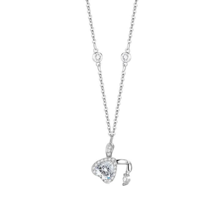 Moissanite S925 sterling silver pendant, fashionable, versatile, understated luxury, niche clavicle chain