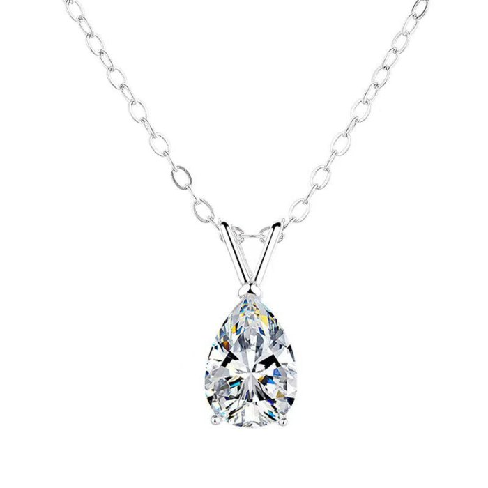 S925 Sterling Silver Tear Moissanite Necklace: A sophisticated and stylish pendant necklace with a touch of understated luxury, versatile design, and elegant style.
