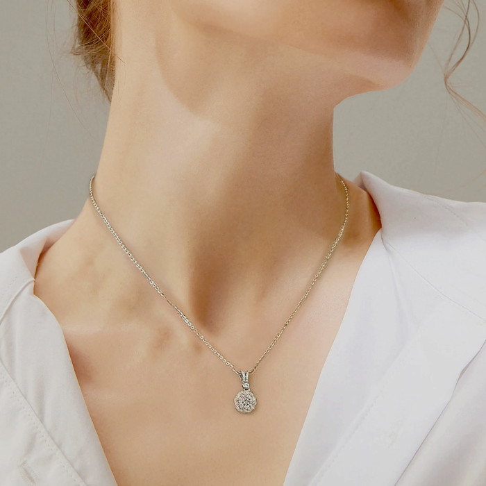 S925 Sterling Silver Flower Bud Full Diamond Necklace, Elsa Princess Moissanite Diamond Clavicle Chain, Women's Light Luxury Versatile Elegant Pendant