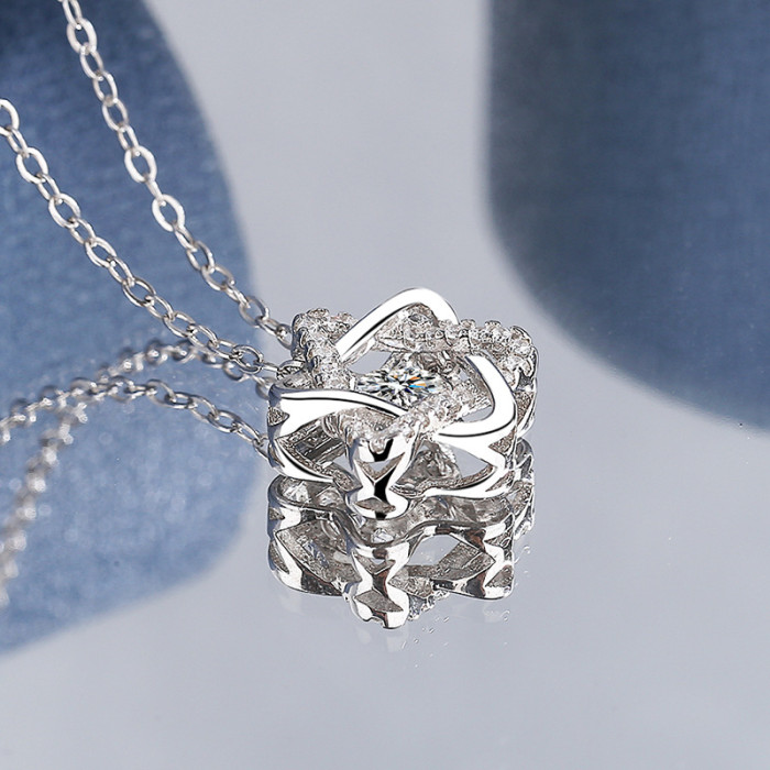 S925 Sterling Silver Moissanite Pendant Hexagonal Star Necklace for Women - Simple and Luxurious Style
