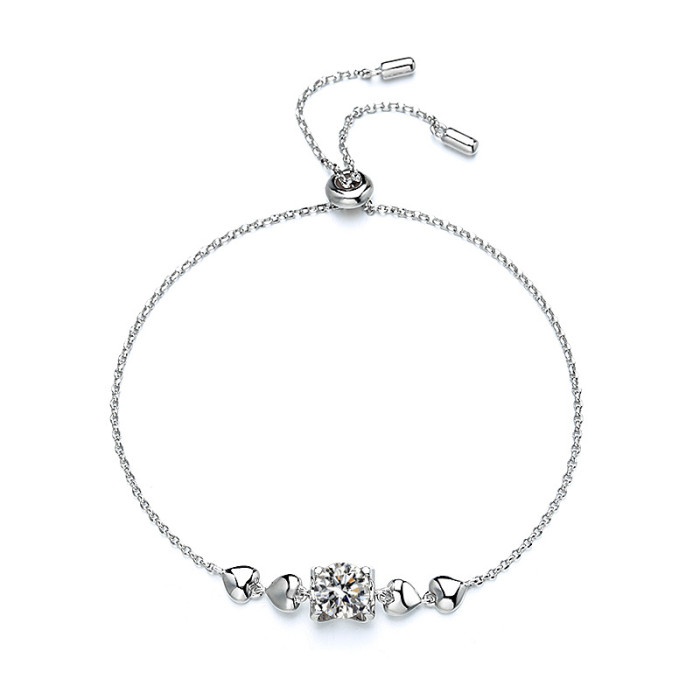 Moissanite Heart Bull Head Bracelet for Women, S925 Sterling Silver, Heart-Shaped Ins Design, Genuine, Plated with PT950 Platinum and Diamond Accents