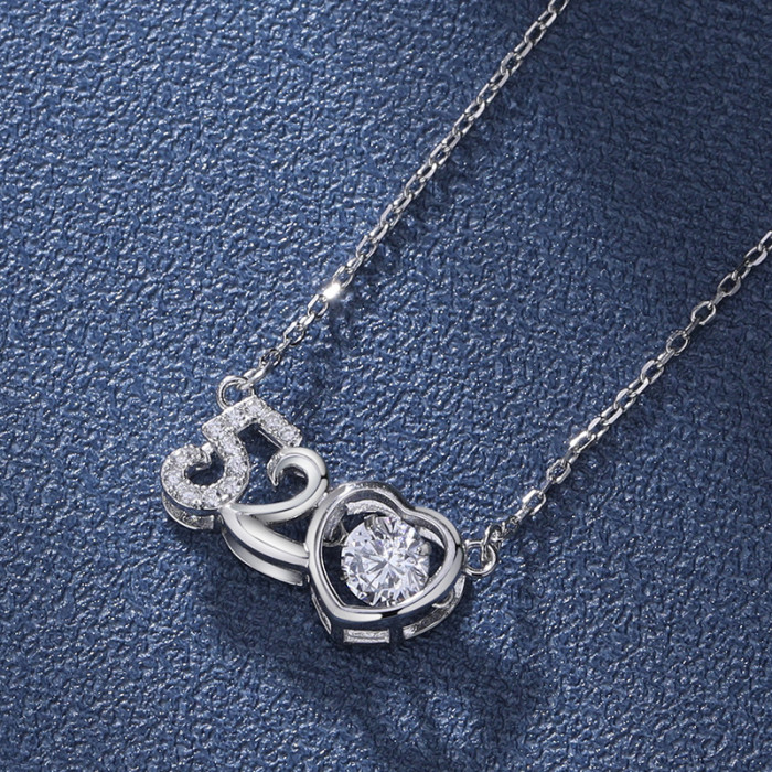 Moissanite Necklace for Women, S925 Sterling Silver Pendant, Clavicle Chain, Versatile Valentine's Day Gift, Moissanite