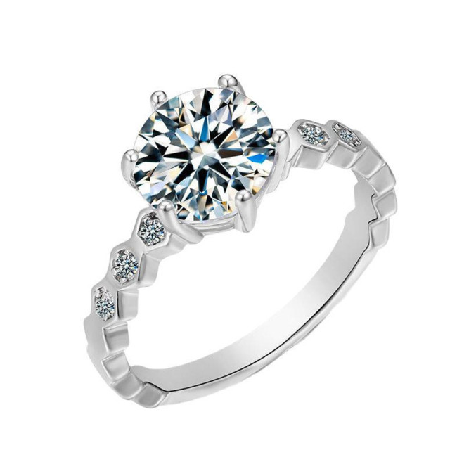 S925 Moissanite Delicate Small Honeycomb Ring for Women, Closed Band, D-Color, Boutique High-End Style