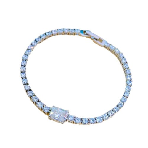 S925 Silver Bracelet for Women, Simple and Fashionable, Starry Sky Design with Diamond Arrangement, Emerald, Luxury Exquisite Moissanite