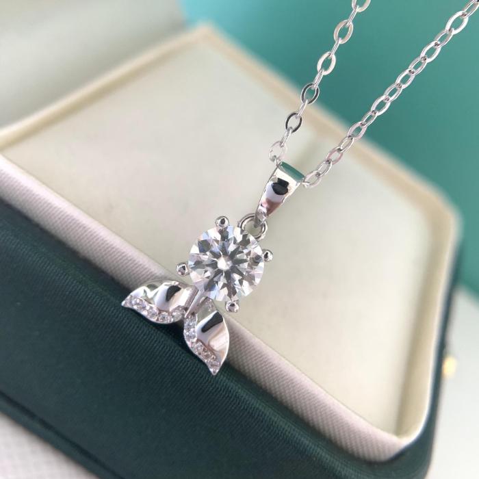 S925 Sterling Silver Moissanite Mermaid Tail Design Niche Luxury Pendant Clavicle Chain