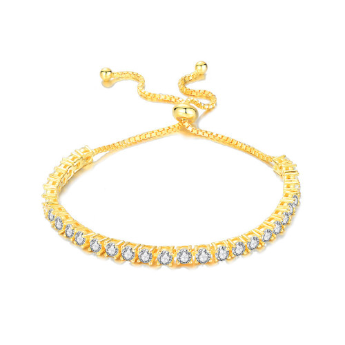 S925 Sterling Silver Moissanite Bracelet, New Full Diamond Tennis Bracelet, Adjustable Size, Simple and Versatile
