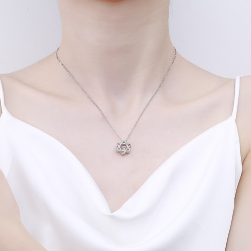 S925 Sterling Silver Moissanite Pendant Hexagonal Star Necklace for Women - Simple and Luxurious Style