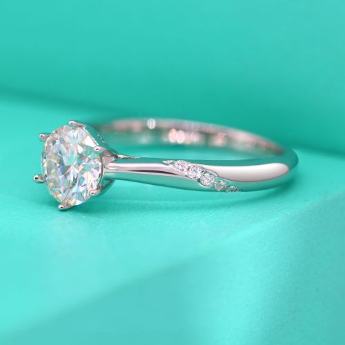 Pure Silver S925 Moissanite Six-Claw Ring for Women, Closed White Gold Color, Proposal, Non-Fading, Niche Inlaid Jewelry Niche Inlaid Jewelry