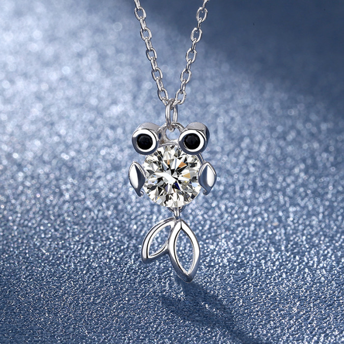 S925 Sterling Silver Moissanite Koi Necklace for Women, Simple and Unique Design, Slender Silver Accessory