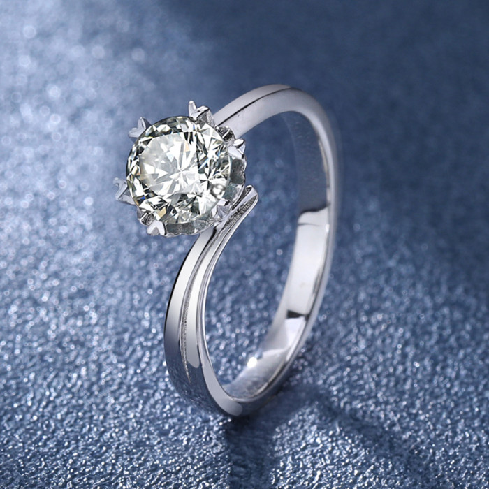 S925 Sterling Silver Plain Twisted Band Zircon Ring, Moissanite Women's Open Diamond Ring, D Color Jewelry Design
