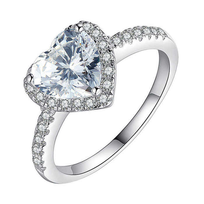 S925 sterling silver heart-shaped moissanite ring for women, high-end feeling, stylish and versatile, hot-selling