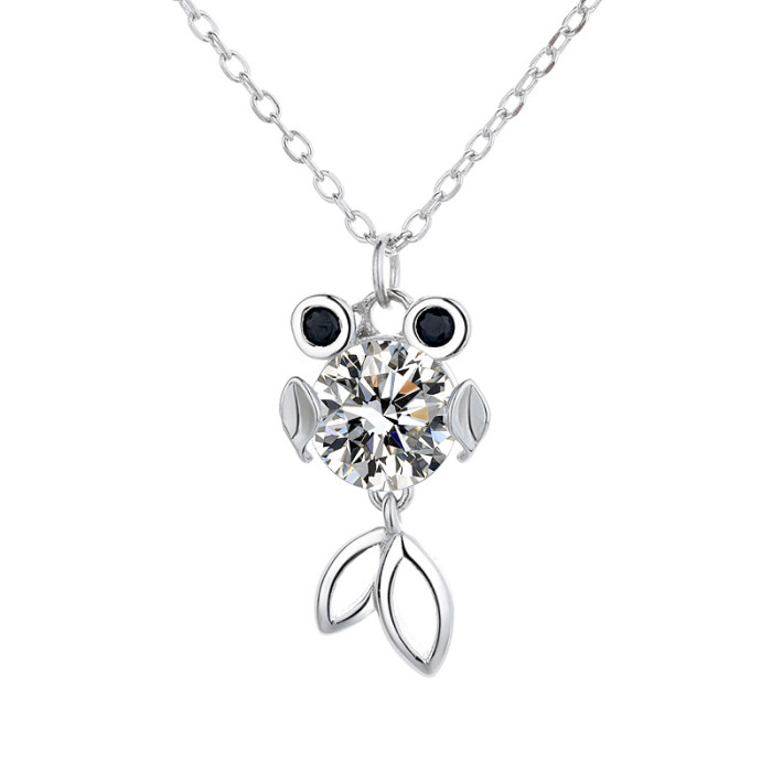 S925 Sterling Silver Moissanite Koi Necklace for Women, Simple and Unique Design, Slender Silver Accessory