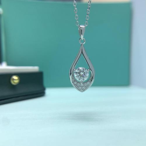 S925 Sterling Silver Moissanite Openwork Teardrop Pendant for Women, Clavicle Chain, Elegant and Luxurious