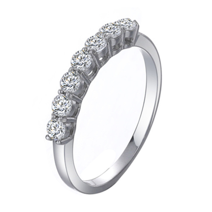 S925 Sterling Silver Moissanite Ring for Women, Seven Princess Stackable Fashion D-Color