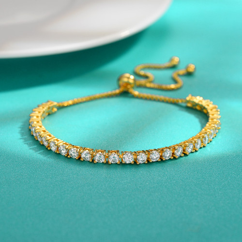 S925 Sterling Silver Moissanite Bracelet, New Full Diamond Tennis Bracelet, Adjustable Size, Simple and Versatile