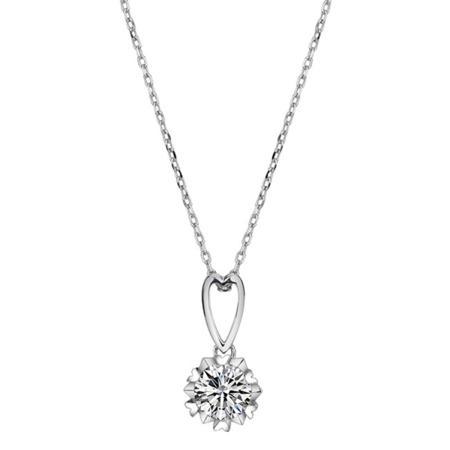 Sterling silver S925 moissanite snowflake necklace, platinum plated, women's trendy stone pendant with snowflake element.