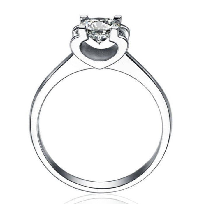 Pure Silver S925 Moissanite Bull Head Ring for Women, D Color Four-Claw Diamond Ring, Fashionable Classic Band