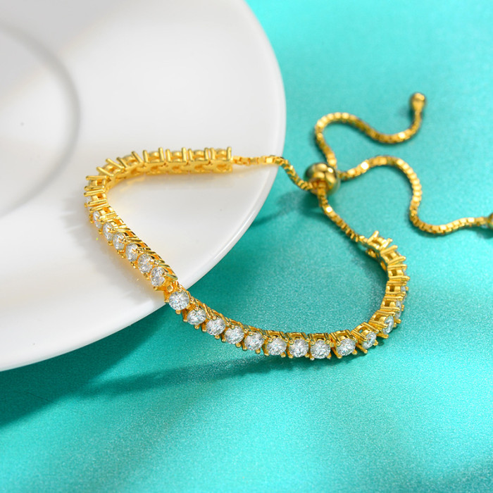 S925 Sterling Silver Moissanite Bracelet, New Full Diamond Tennis Bracelet, Adjustable Size, Simple and Versatile