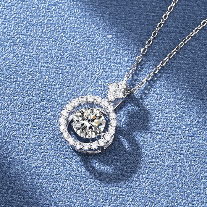 S925 Styrosilver Moissanite Mini Light-Chasing Necklace Pendant Chain - Luxury