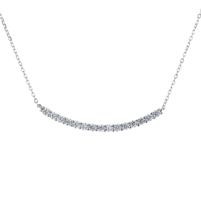 Moissanite necklace for women, S925 sterling silver, simple, niche, light luxury, smiling pendant, clavicle chain.