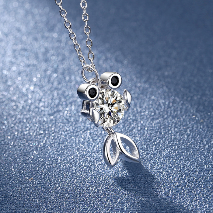 S925 Sterling Silver Moissanite Koi Necklace for Women, Simple and Unique Design, Slender Silver Accessory