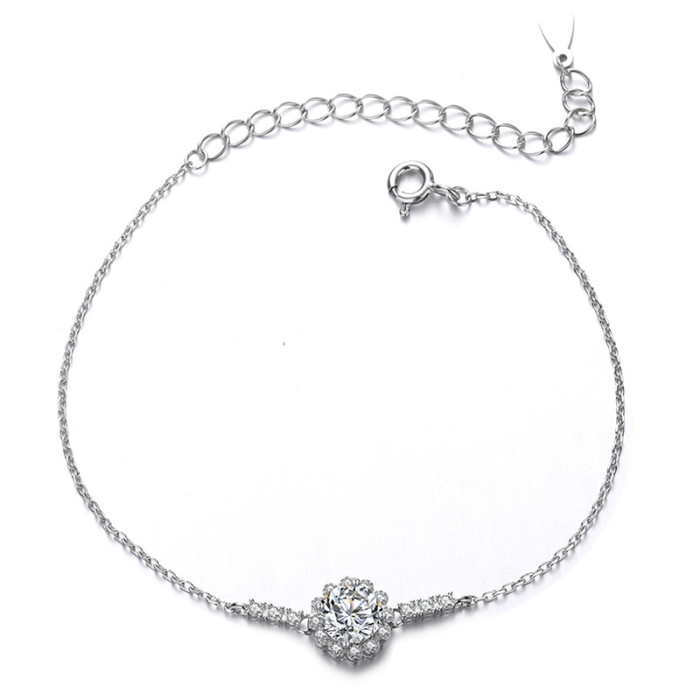 Pure Silver S925 Moissanite Bud Bracelet for Women, Niche D Color, Eight Hearts and Eight Arrows