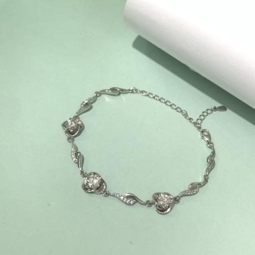 Moissanite Clover Ocean Heart Bracelet for Women, S925 Sterling Silver, Fashionable and Elegant Rose Design, Light Luxury
