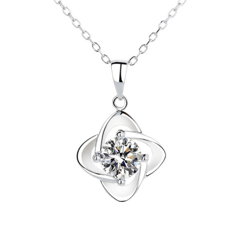 925 Sterling Silver Openwork Moissanite Pendant Necklace for Women, Elegant Pendant, Clavicle Chain, Fashionable Gift