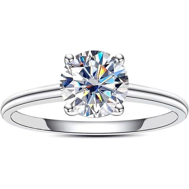 Moissanite Diamond Four-Claw Ring Wholesale for Women, INS Style, Pure Silver S925 Closed Ring, Fade-Resistant, Niche